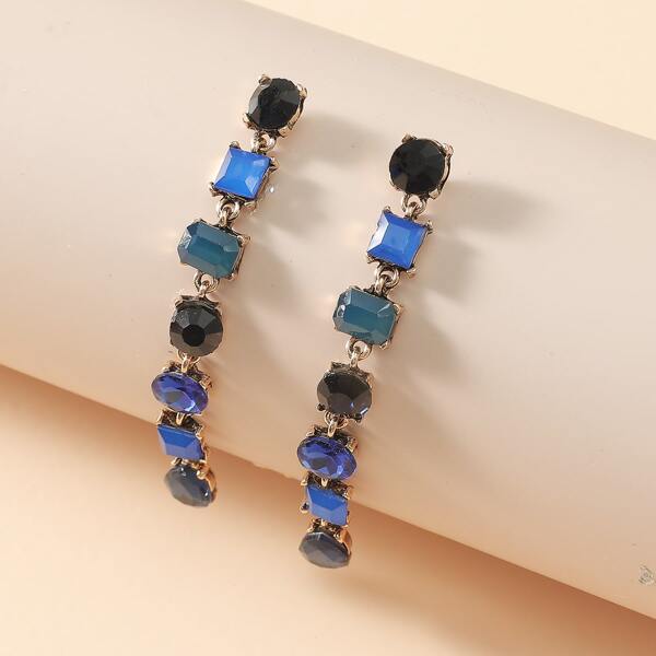 

Gemstone Chain Drop Earrings, Blue