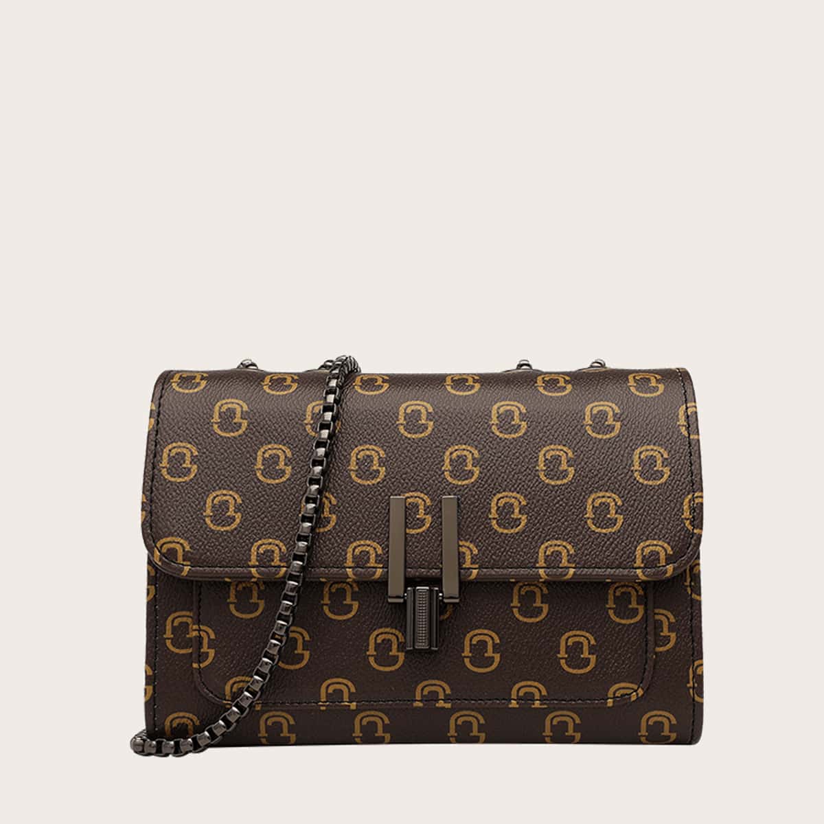 

Graphic Flap Crossbody Bag, Coffee brown