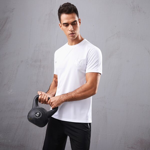 

Men Letter Graphic Sports Tee, White