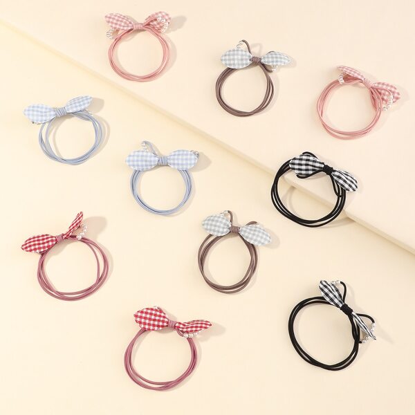 

10pcs Bow Decor Dog Hair Tie, Multicolor