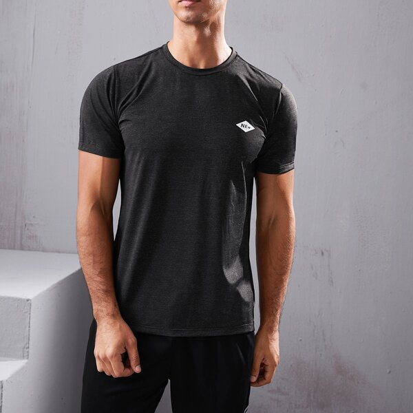 

Men Letter Graphic Sports Tee, Dark grey