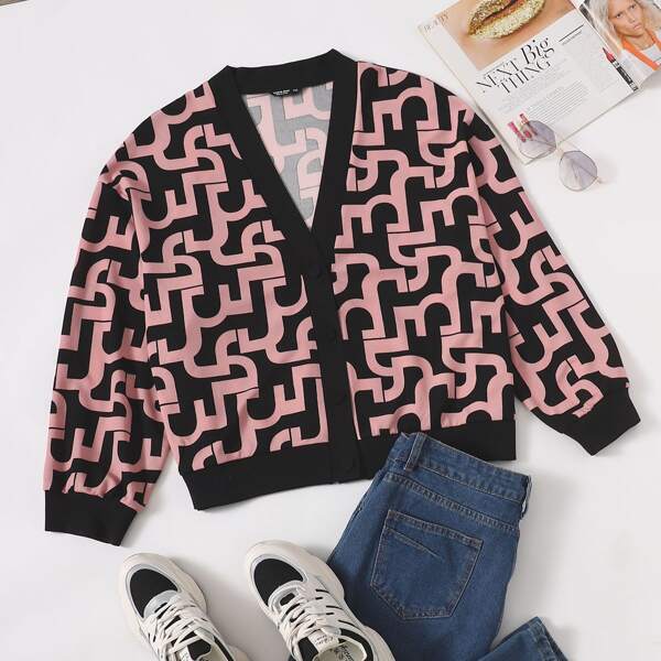 

Plus All Over Print Button Through Jacket, Multicolor