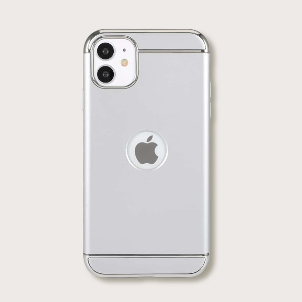 

1pc Minimalist iPhone Case, Silver