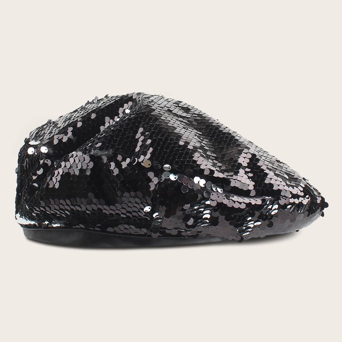

Sequin Decor Beret, Black