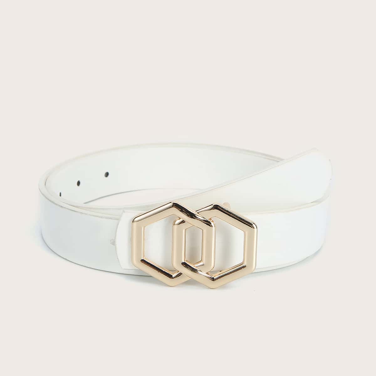 

Geometric Buckle Belt, White