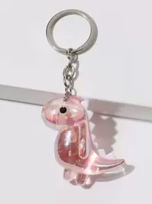 1pc Cute Dinosaur Pendant Keychain, Suitable For Gifts, Festivals, And Daily Wear Car Accessories Bag Charm Backpack For School - Pink - View 2