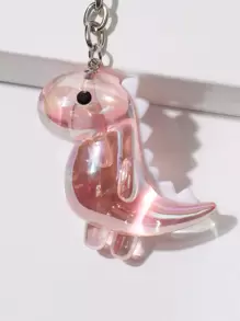 1pc Cute Dinosaur Pendant Keychain, Suitable For Gifts, Festivals, And Daily Wear Car Accessories Bag Charm Backpack For School - Pink - View 3