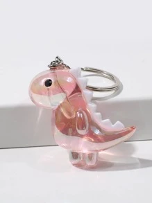 1pc Cute Dinosaur Pendant Keychain, Suitable For Gifts, Festivals, And Daily Wear Car Accessories Bag Charm Backpack For School - Pink - View 4