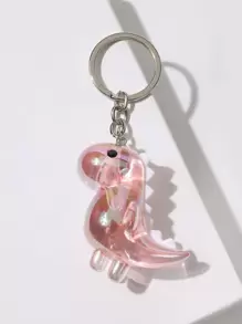 1pc Cute Dinosaur Pendant Keychain, Suitable For Gifts, Festivals, And Daily Wear Car Accessories Bag Charm Backpack For School - Pink - View 5