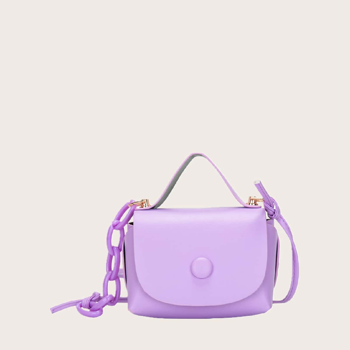 

Mini Minimalist Flap Satchel Bag, Purple