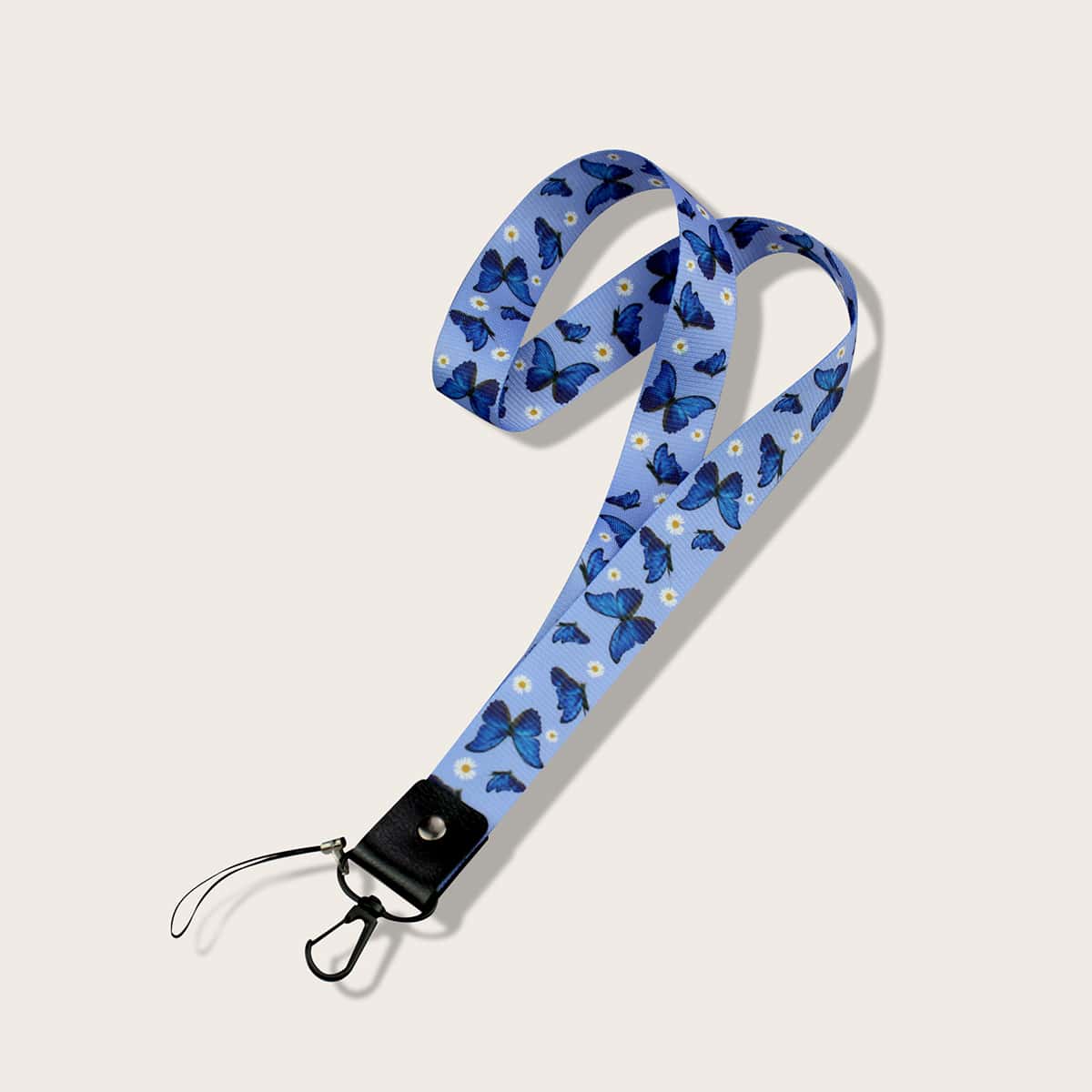 

Butterfly Print Phone Lanyard Keychain, Blue