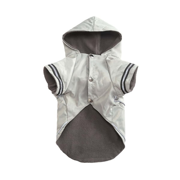 

1pc Dog Reflective Hooded Raincoat, Grey