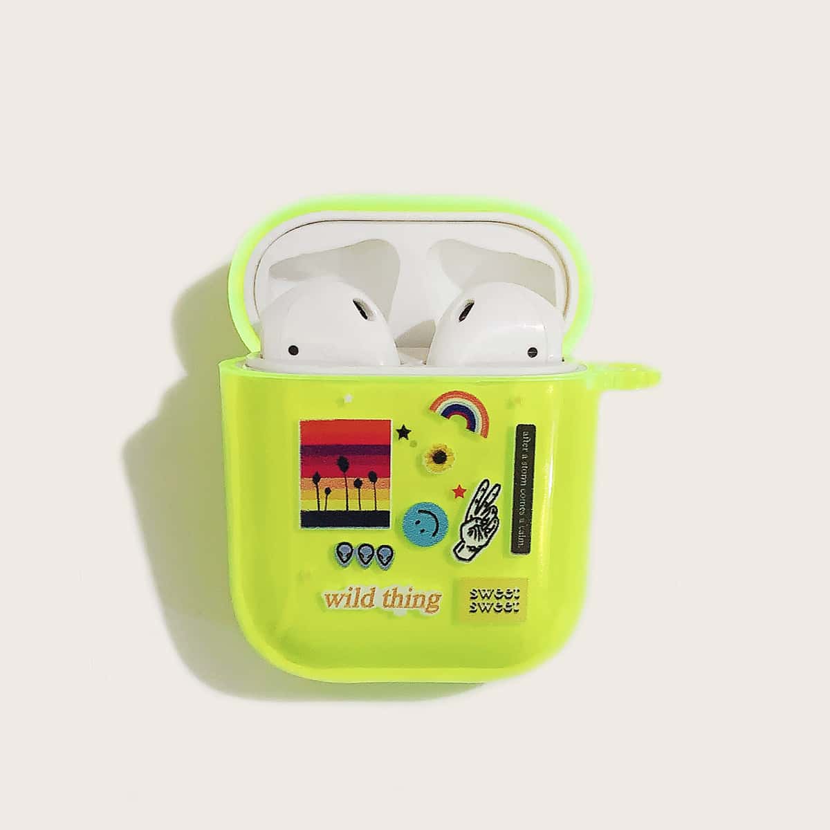 

1pc Cartoon Graphic AirPods Case, Green