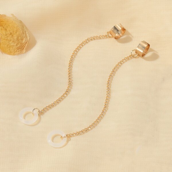 

1pair Chain Decor Ear Cuffs, Gold