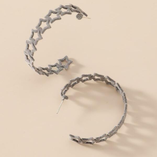 

Hollow Out Star Cuff Hoop Earrings, Grey