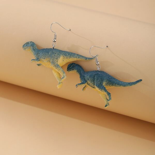 

Dinosaur Charm Drop Earrings, Blue