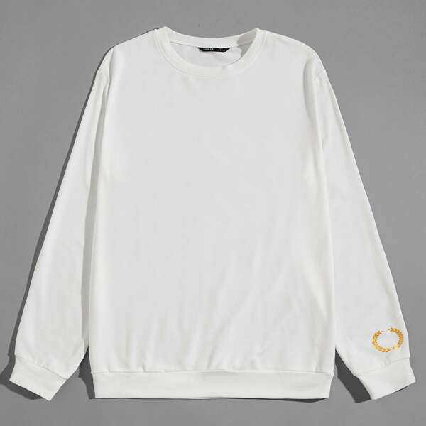 

Men Gold Graphic Print Pullover, White