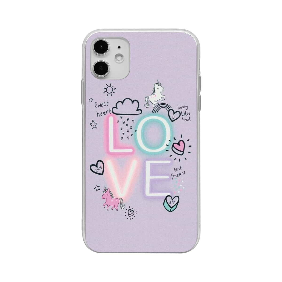 

Letter & Unicorn Print iPhone Case, Multicolor