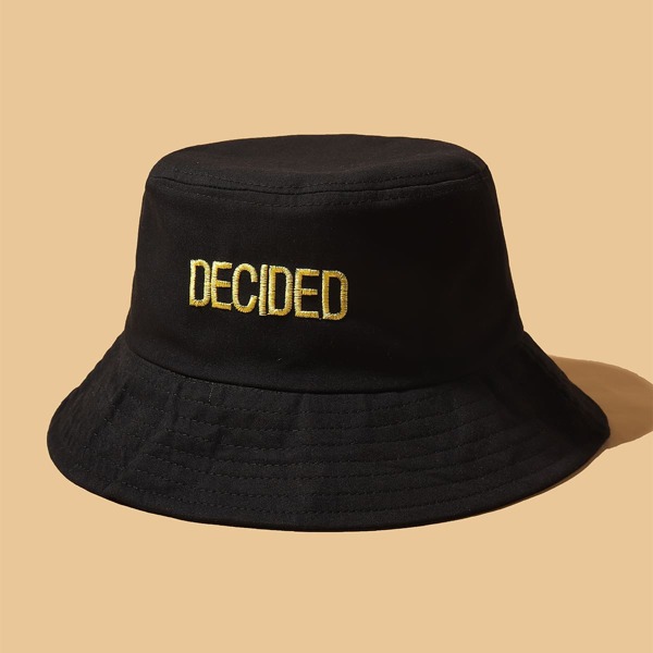 

Letter Embroidery Bucket Hat, Black