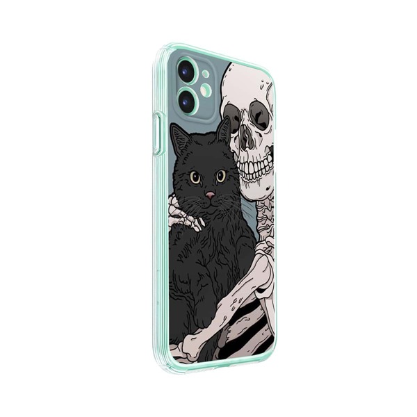 

Skeleton With Cat Print iPhone Case, Multicolor