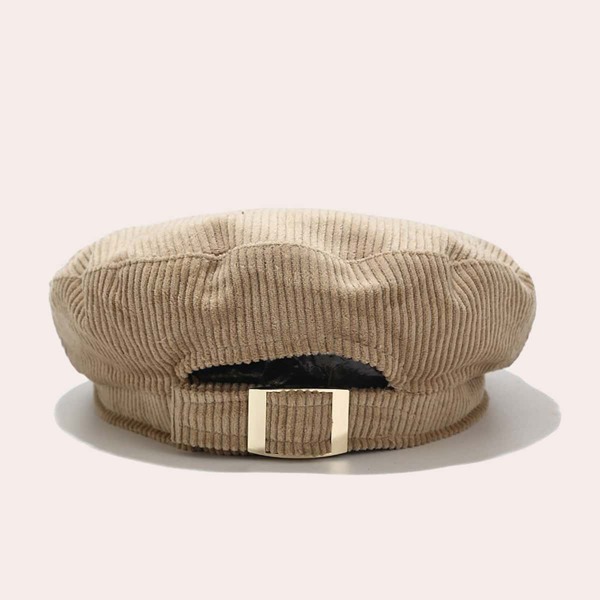 

Corduroy Belt Decor Beret, Khaki