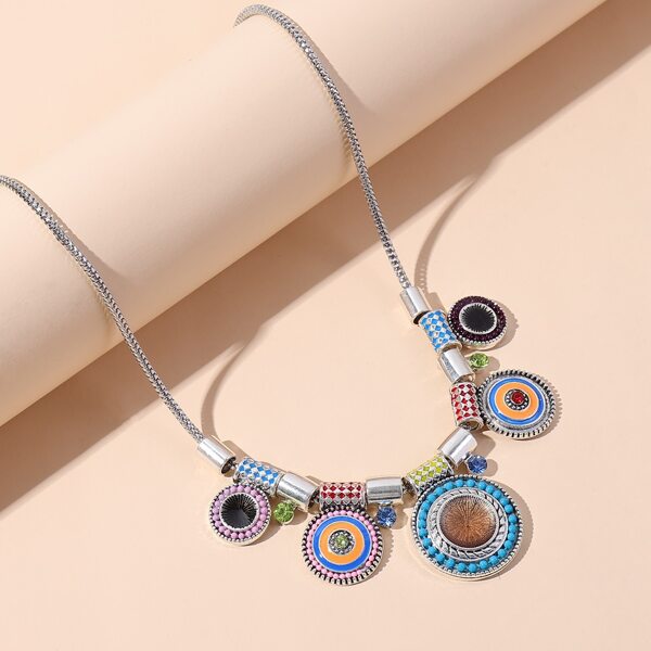 

Round Tassel Charm Necklace, Multicolor