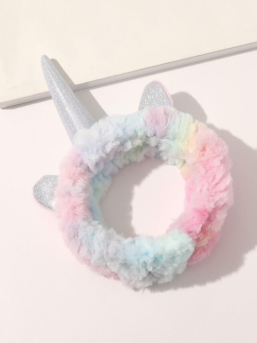 Fluffy Unicorn Decor Headband - Multicolor - View 1