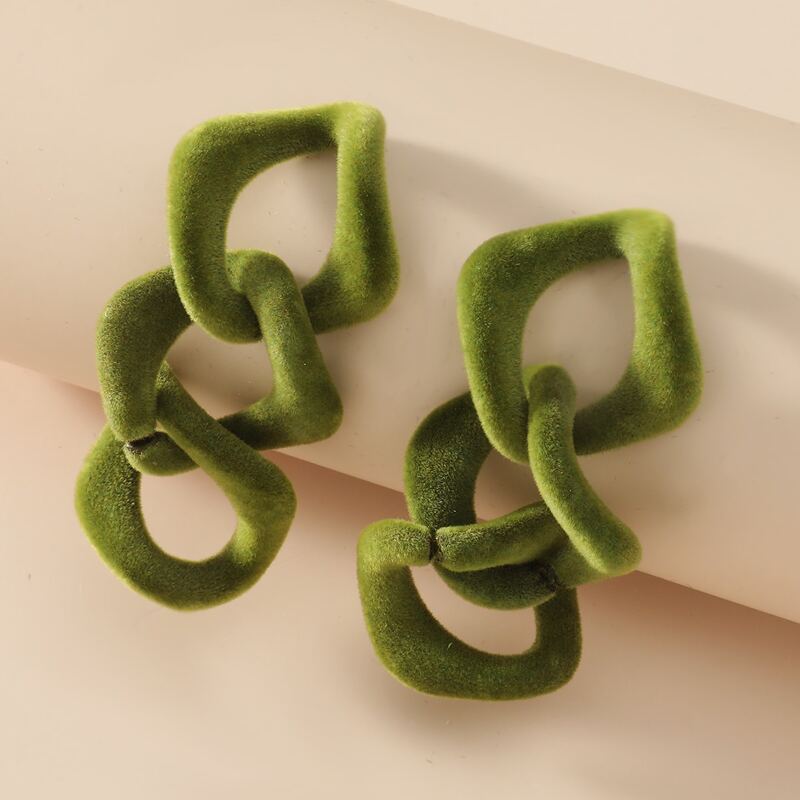 

Geometric Link Drop Earrings, Green
