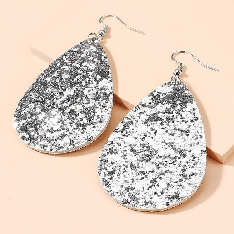

Christmas Sequins Waterdrop Drop Earrings, Silver