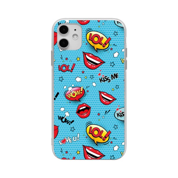 

Letter & Lip Print iPhone Case, Multicolor