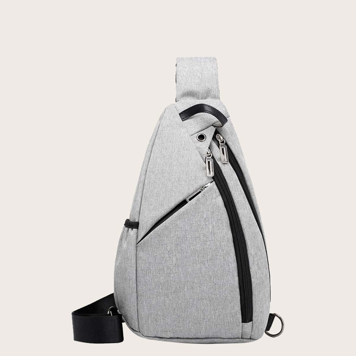 

Guys Double Zip Sling Bag, Grey