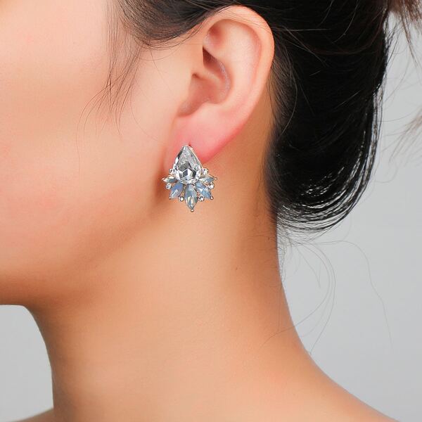 

Gemstone Decor Stud Earrings, Clear