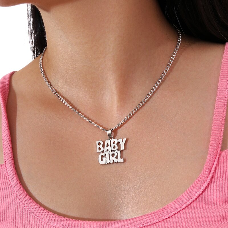 

Metal Letter Charm Necklace, Silver