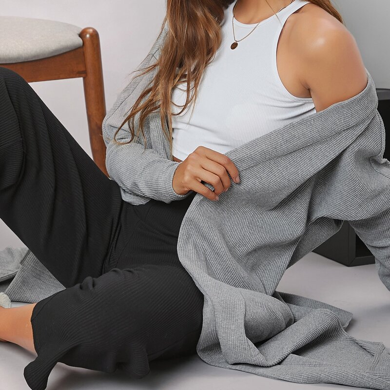 

Patch Pocket Split Hem Solid Coat, Grey