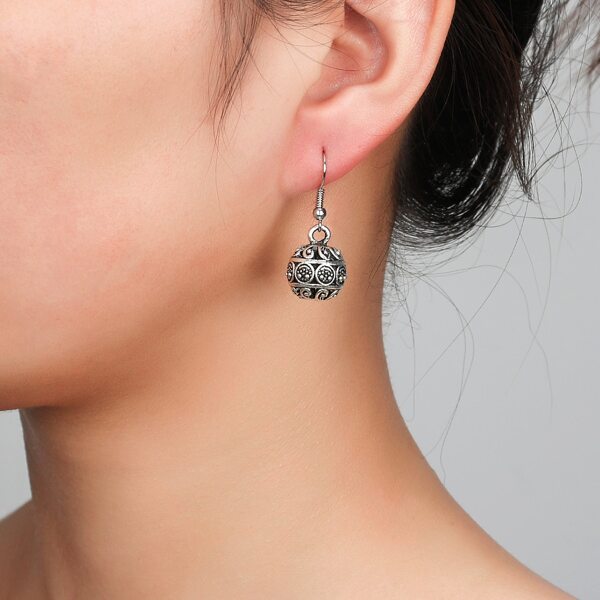 

Hollow Out Ball Drop Earrings, Silver