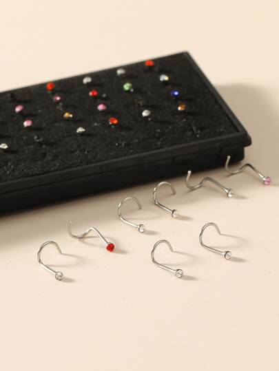 40 قطعة/عبوة من الوخز الأنفي ذي الشكل الماسي متعدد الألوان، استخدام أساسي يومي بسيط للمبتدئين، مناسب للجنسين