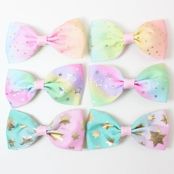 

6pcs Baby Bow Knot Decor Hair Clip, Multicolor