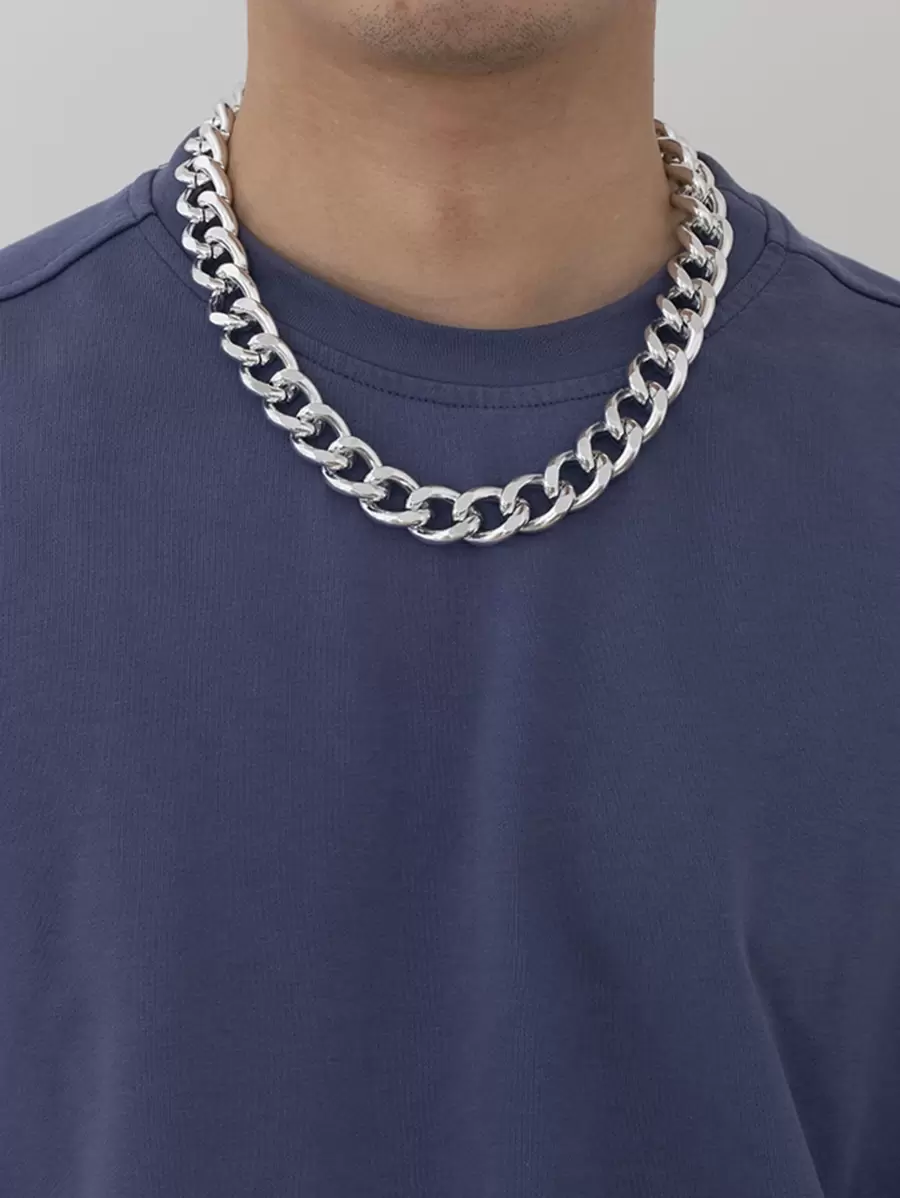 Collar de cadena de hombres - Plateado - Ver 1