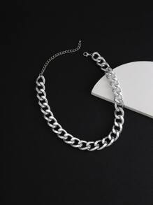 Collar de cadena de hombres - Plateado - Ver 3
