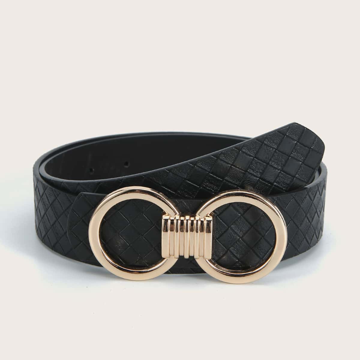 

Round Buckle Belt, Black