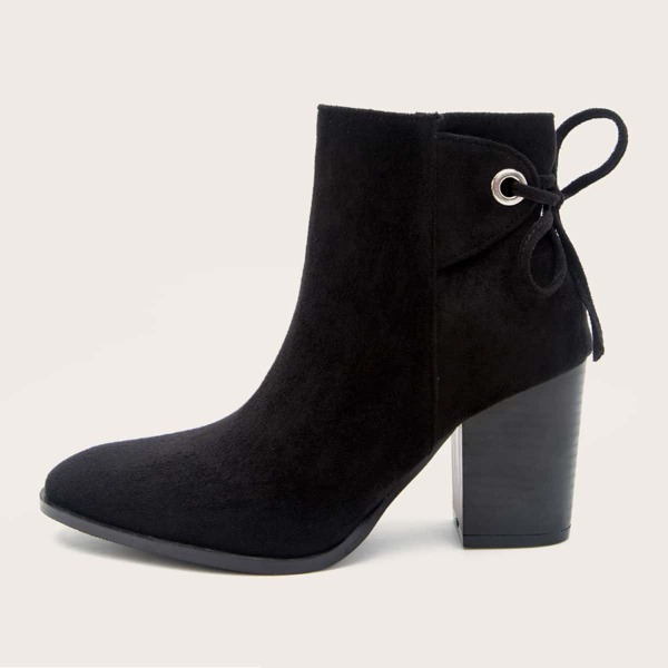 

Self Tie Suede Ankle Boots, Black