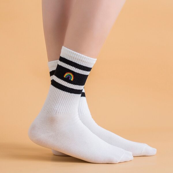 

Rainbow Embroidered Socks, Multicolor