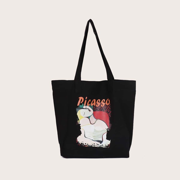 

Painting Graphic Tote Bag, Black