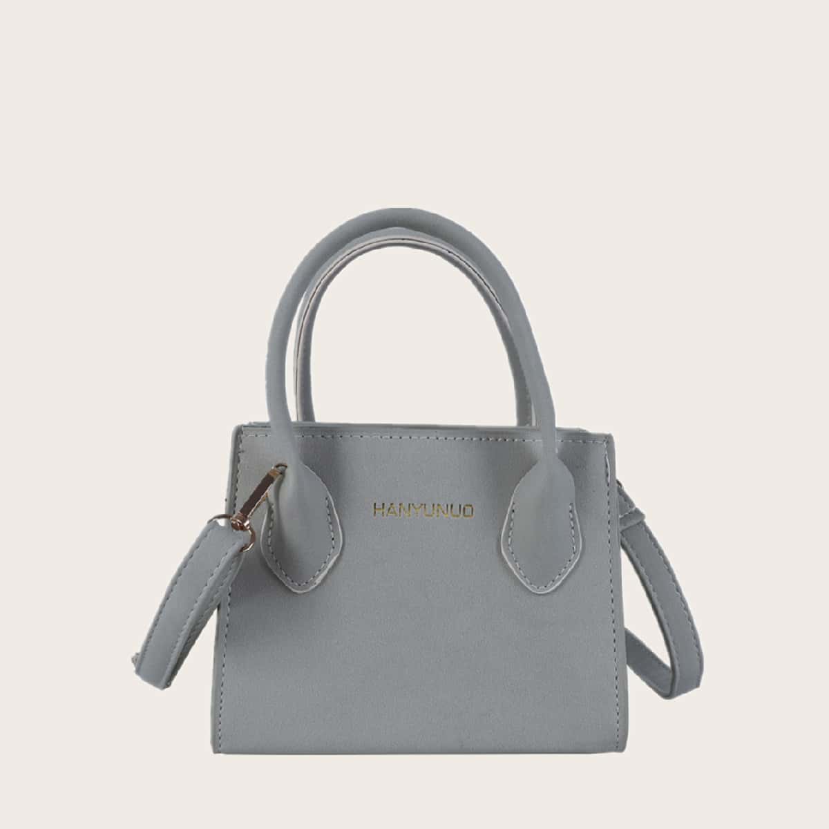 

Letter Graphic Satchel Bag, Grey