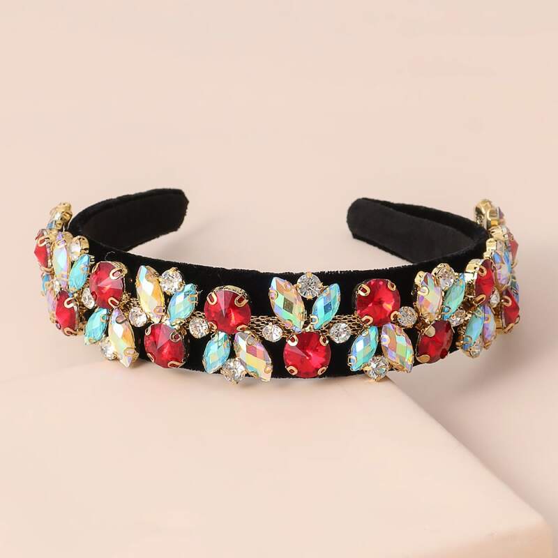 

Gemstone & Rhinestone Decor Hair Hoop, Multicolor