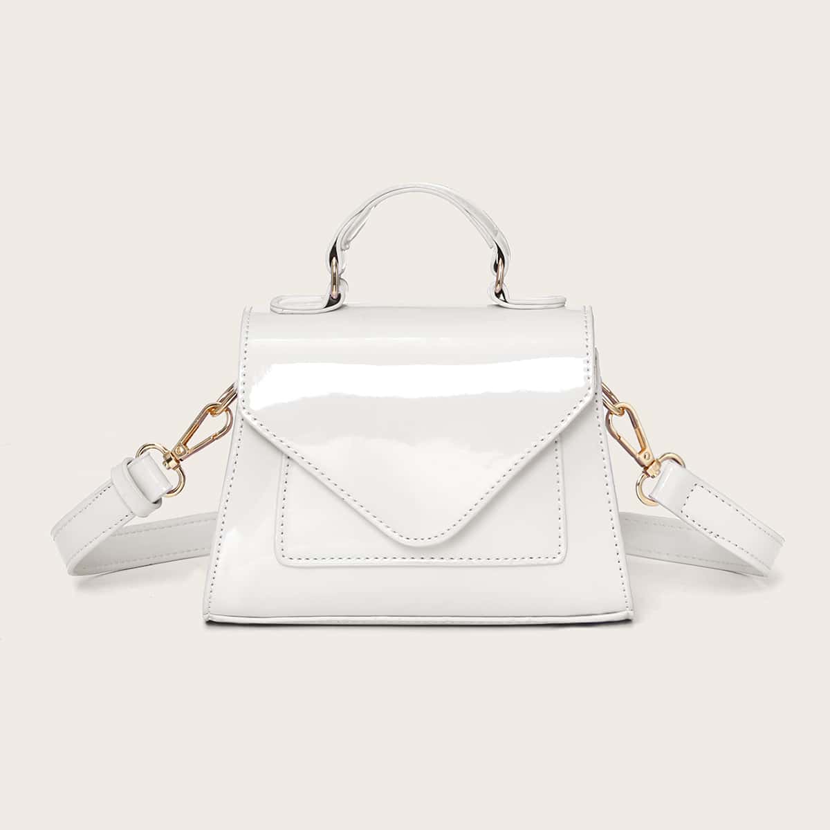 

Minimalist Flap Satchel Bag, White