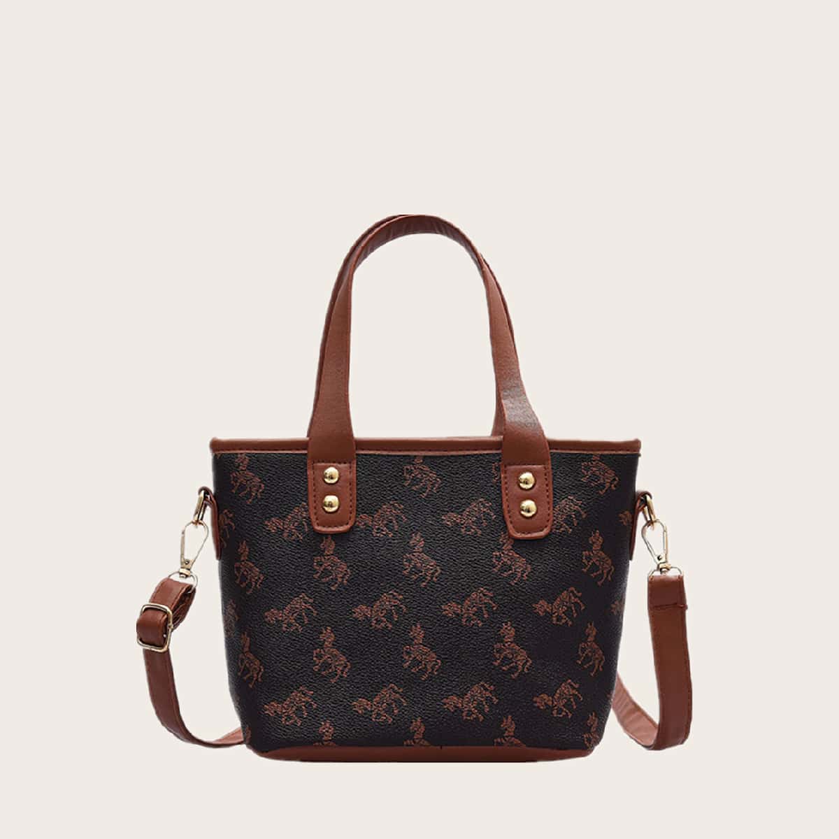 

Horse Graphic Bucket Bag, Brown