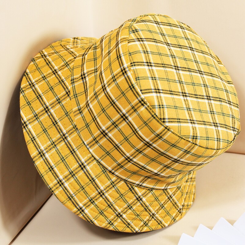 

Plaid Reversible Bucket Hat, Mustard yellow