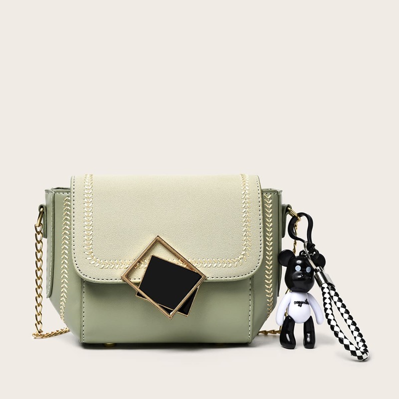 

Mini Stitch Trim Flap Crossbody Bag, Green