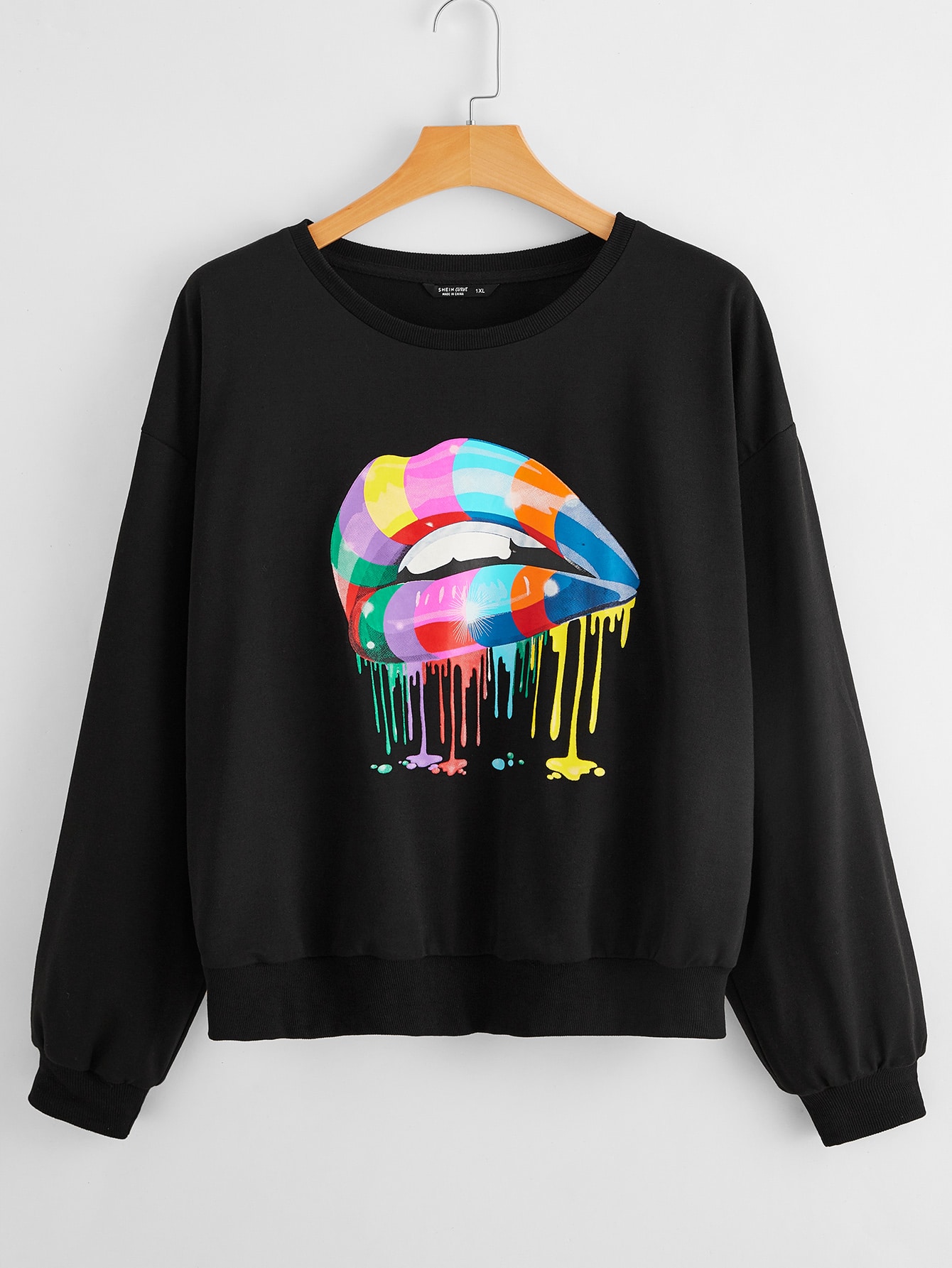 Plus Colorful Lip Print Sweatshirt thumbnail